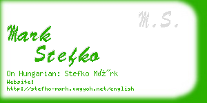 mark stefko business card